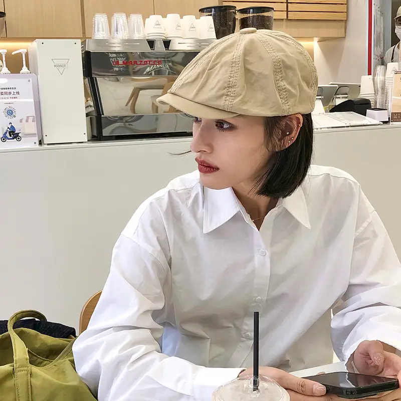 Japanese Style Women's Beanie Cap Tan Spring Summer - Image 2