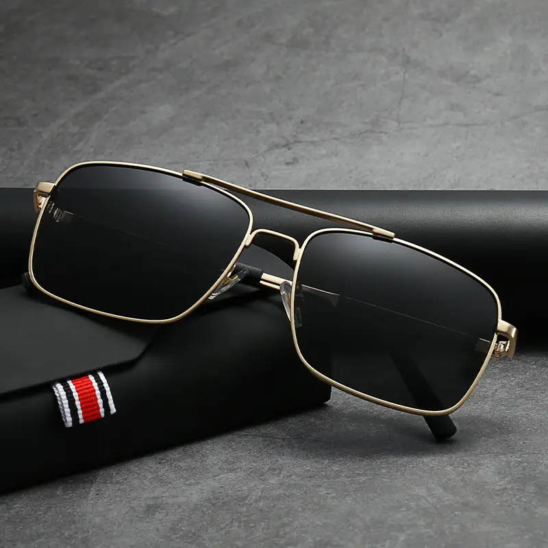 Men Polarized UV400 Sunglasses Gold Black - Image 6