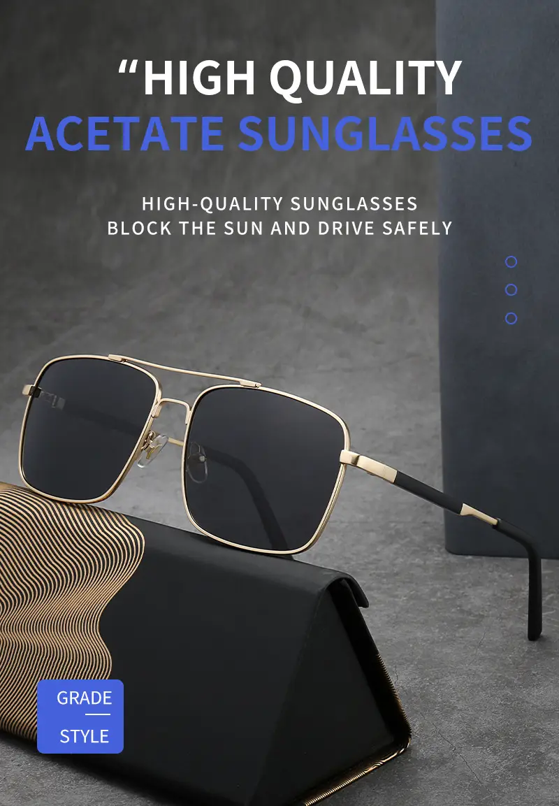 Men Polarized UV400 Sunglasses Gold Black — feature 1