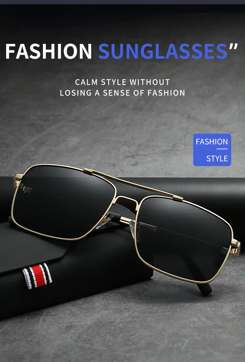 Men Polarized UV400 Sunglasses Gold Black — feature 2