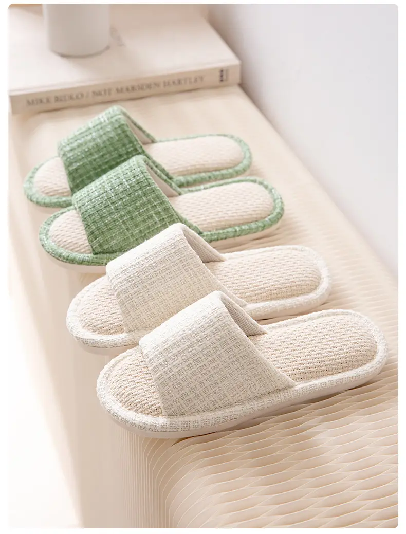 Linen Slippers for Women Home Indoor Spring and Autumn Household Couple Four Seasons Hospitality Mute Non-slip Cotton Linen Slippers for Men — feature 11