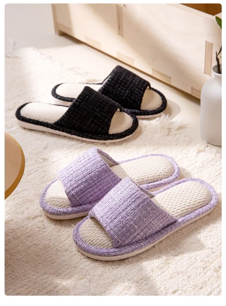 Linen Slippers for Women Home Indoor Spring and Autumn Household Couple Four Seasons Hospitality Mute Non-slip Cotton Linen Slippers for Men — feature 12