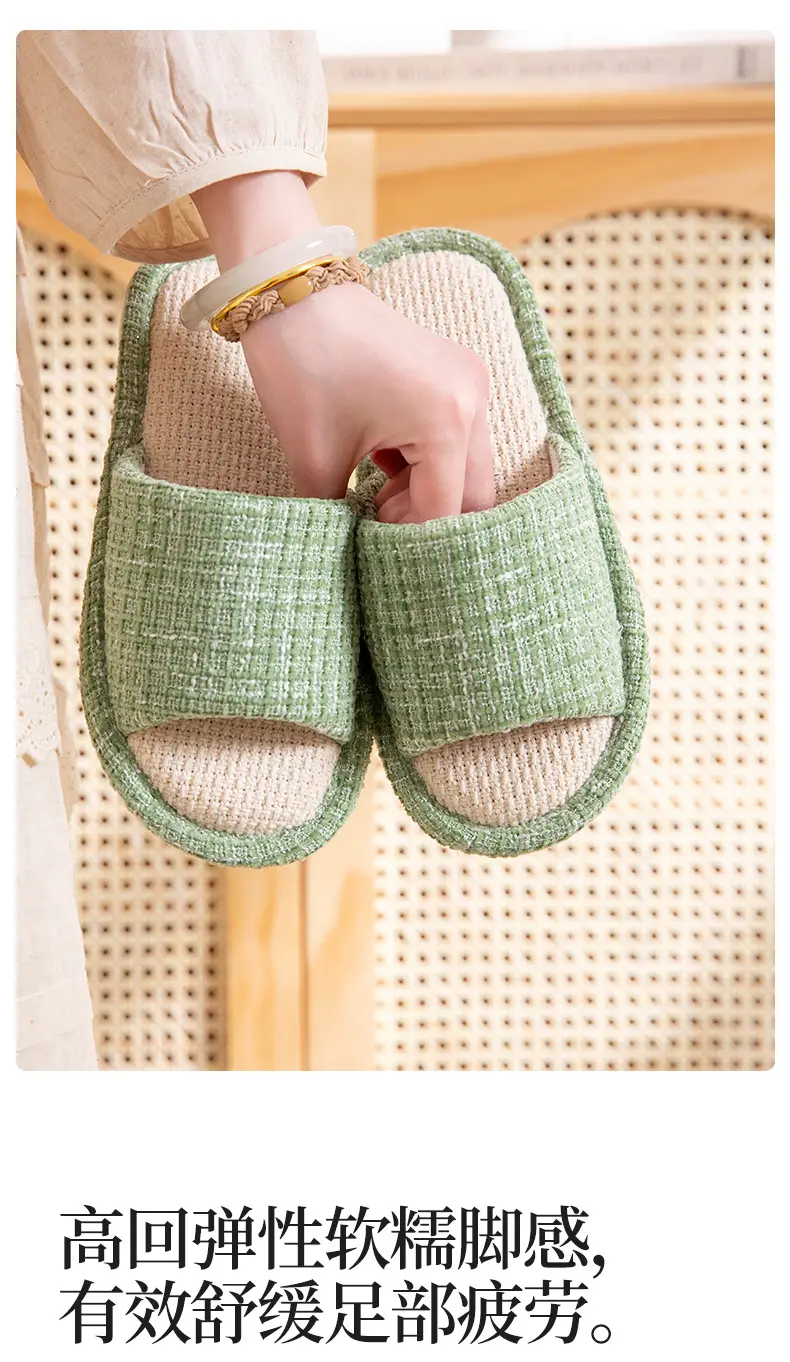 Linen Slippers for Women Home Indoor Spring and Autumn Household Couple Four Seasons Hospitality Mute Non-slip Cotton Linen Slippers for Men — feature 4