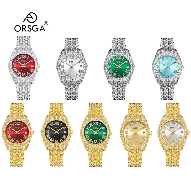 ORSGA Red Diamond Women's Luxury Calendar Watch