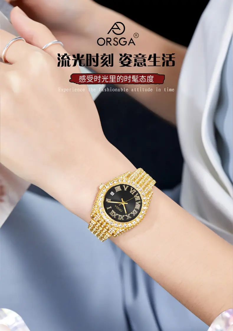 ORSGA Red Diamond Women's Luxury Calendar Watch — feature 3