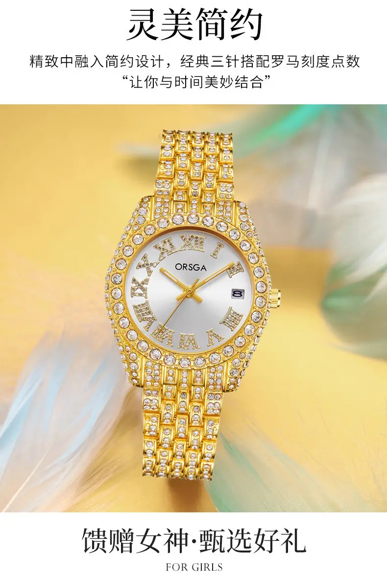 ORSGA Red Diamond Women's Luxury Calendar Watch — feature 8