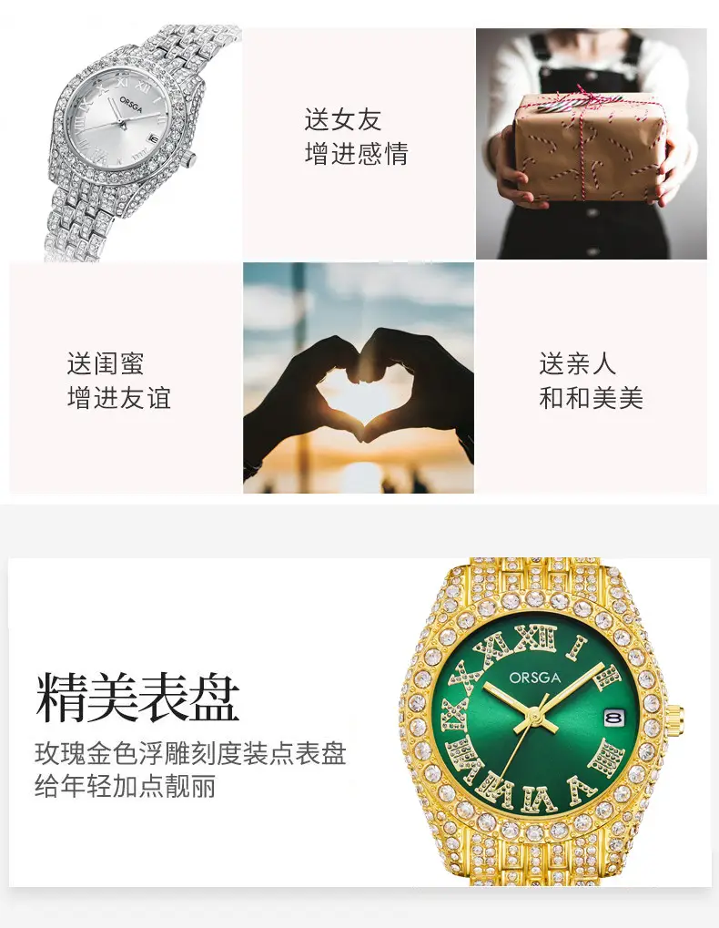 ORSGA Red Diamond Women's Luxury Calendar Watch — feature 9