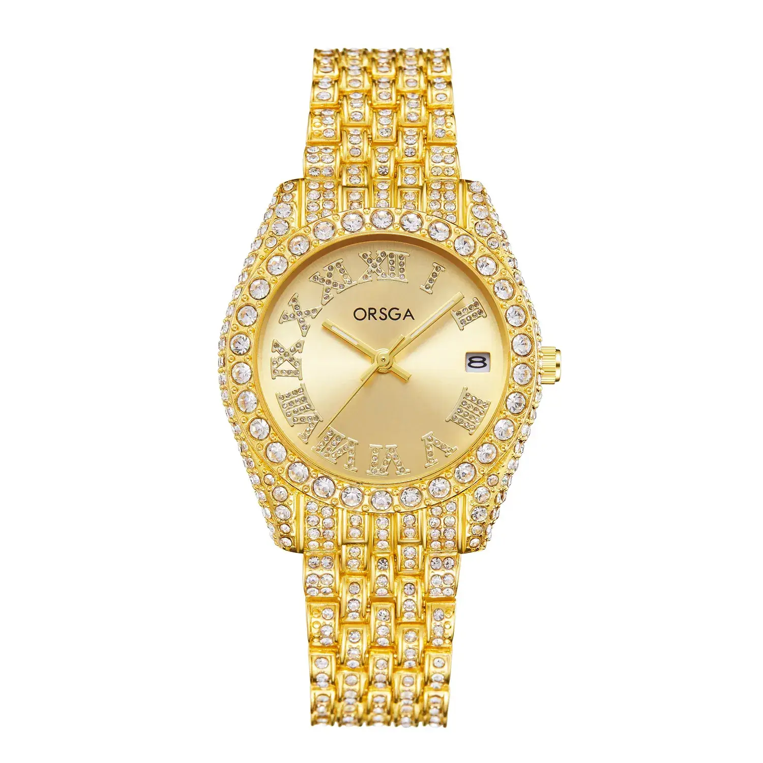 ORSGA Red Diamond Women's Luxury Calendar Watch