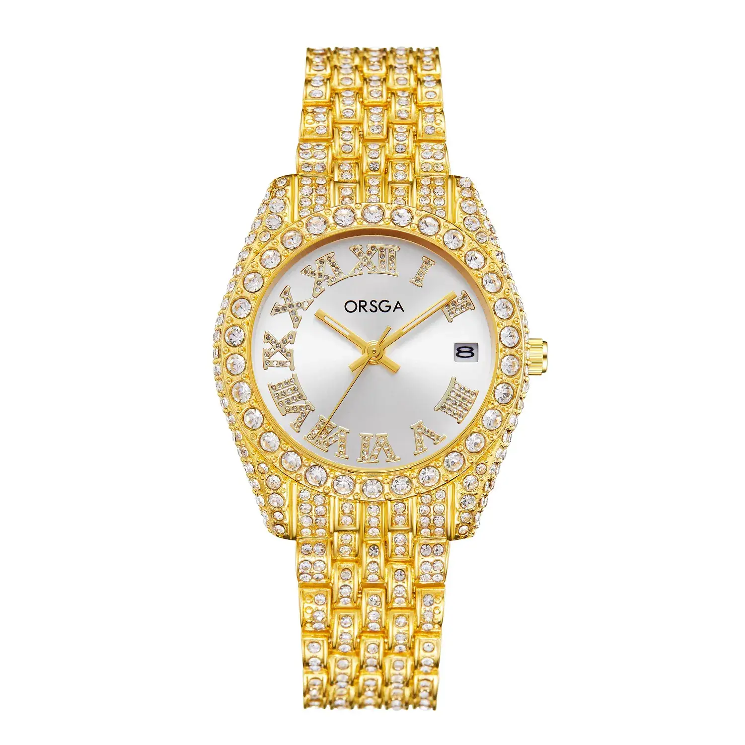 ORSGA Red Diamond Women's Luxury Calendar Watch