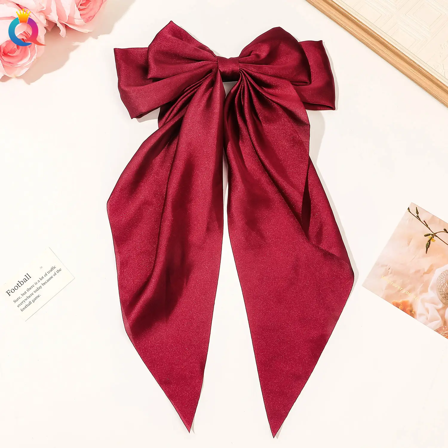 Black Bow Hairpin with Long Ribbon for Women - Image 2