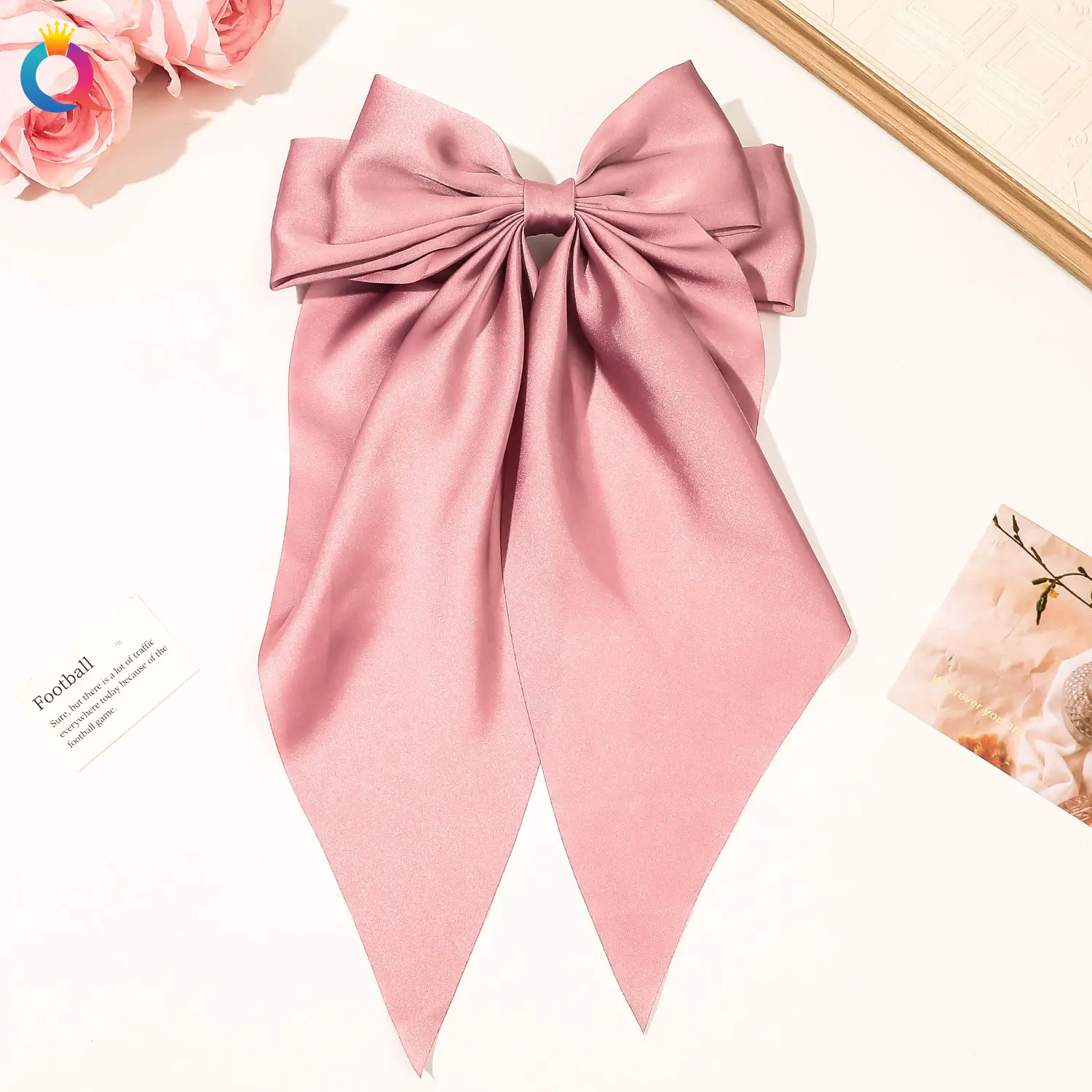 Black Bow Hairpin with Long Ribbon for Women - Image 3