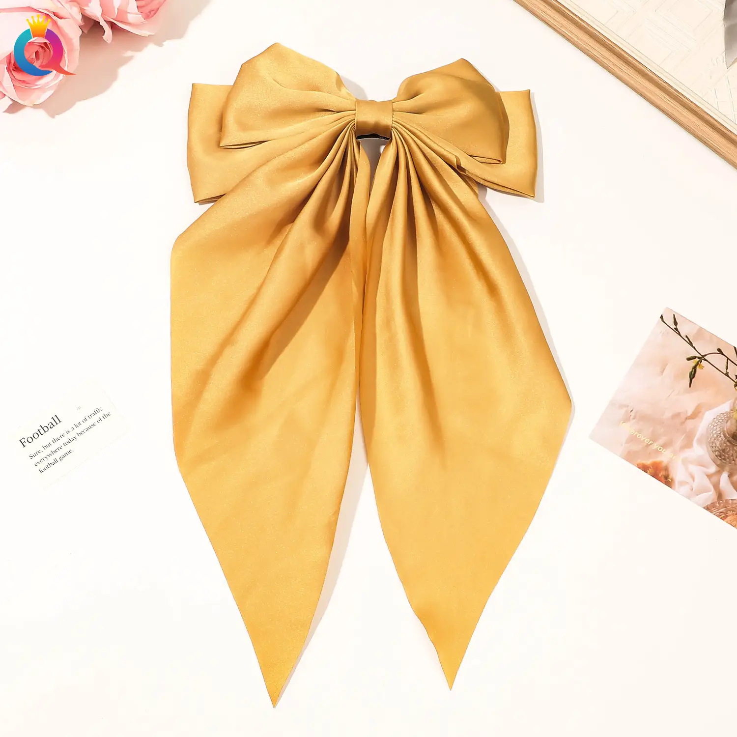 Black Bow Hairpin with Long Ribbon for Women - Image 4