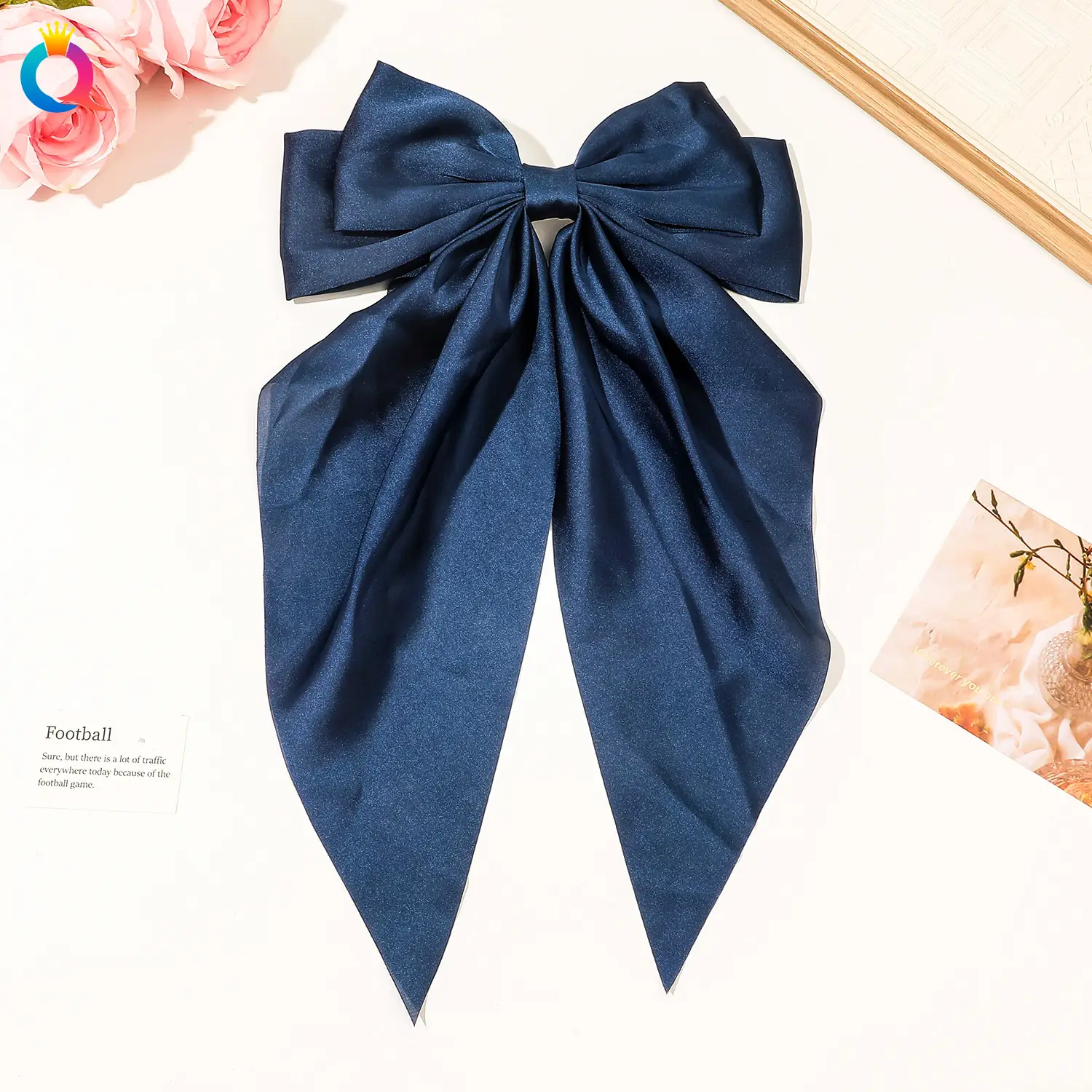 Black Bow Hairpin with Long Ribbon for Women - Image 6
