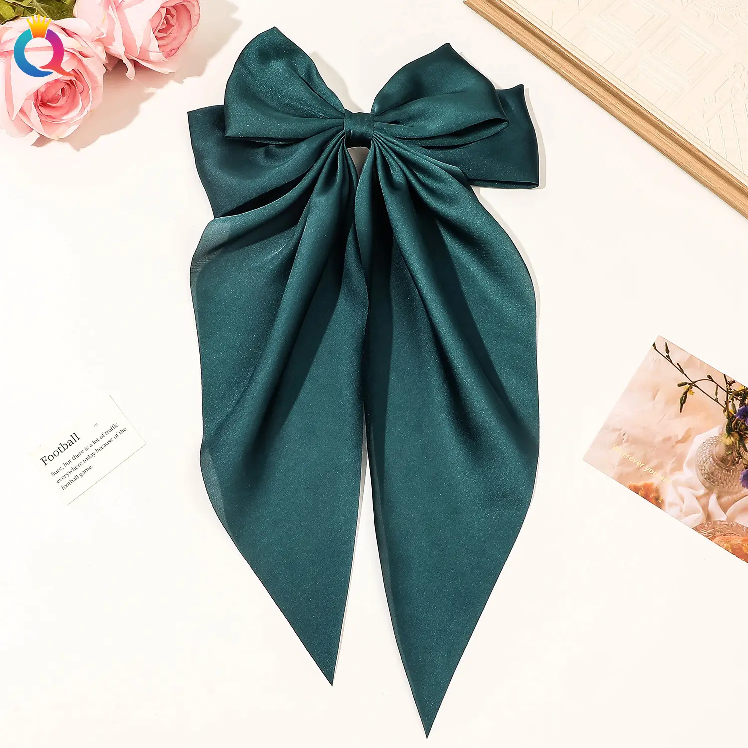 Black Bow Hairpin with Long Ribbon for Women - Image 7