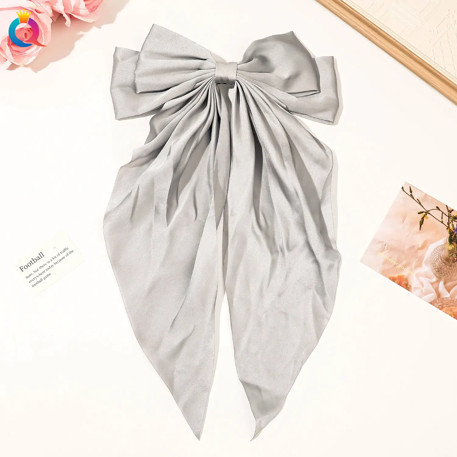 Black Bow Hairpin with Long Ribbon for Women - Image 8