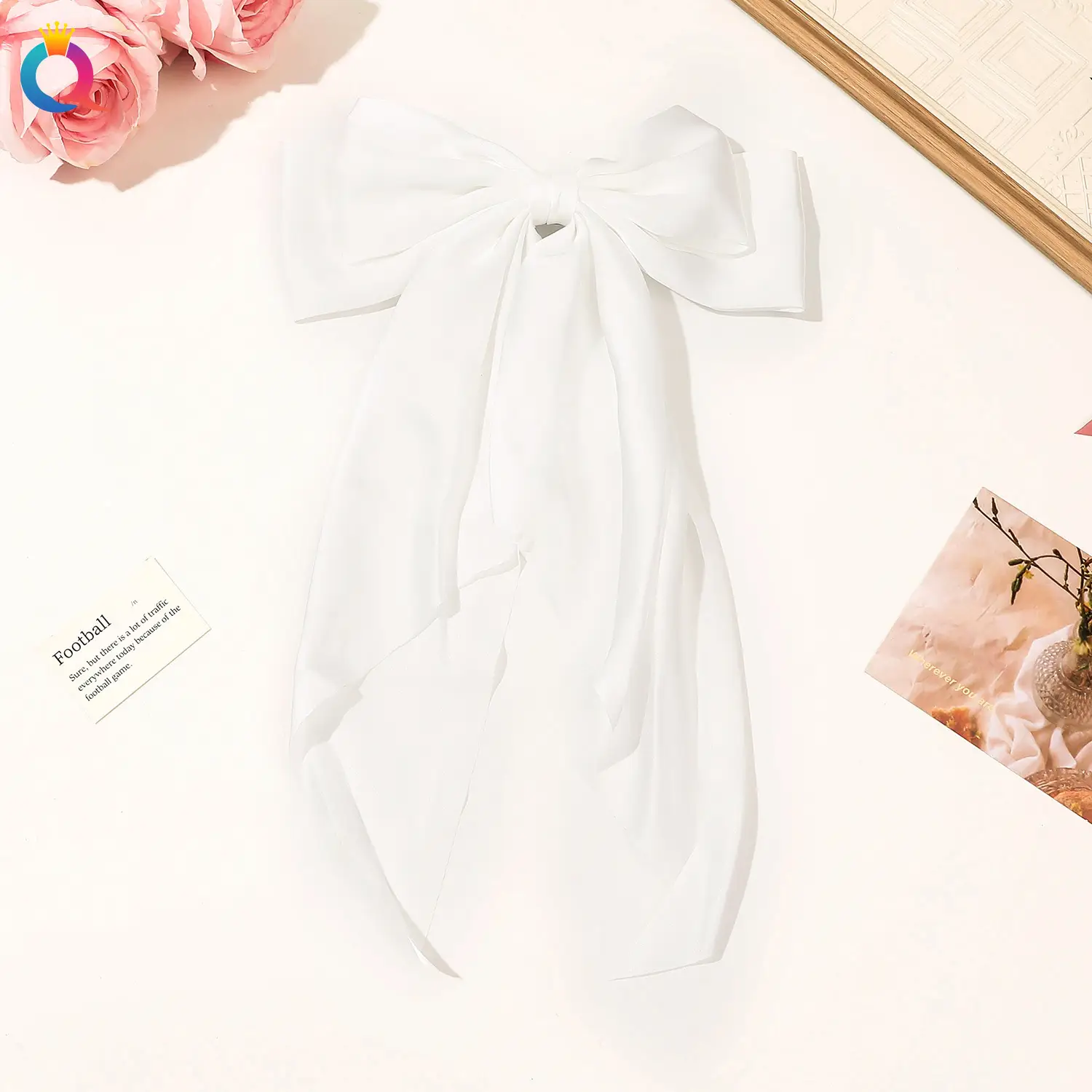 Black Bow Hairpin with Long Ribbon for Women - Image 9