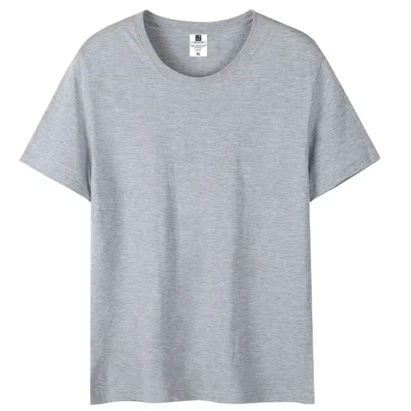 Gray Cotton Round Neck T-Shirt for Men Women - Image 10