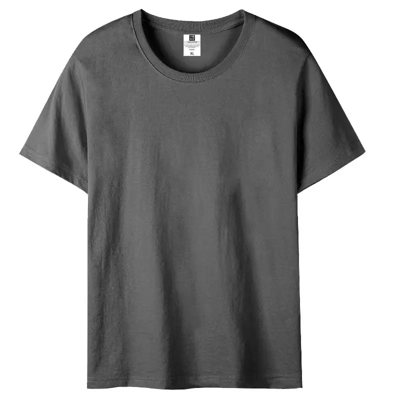 Gray Cotton Round Neck T-Shirt for Men Women - Image 13