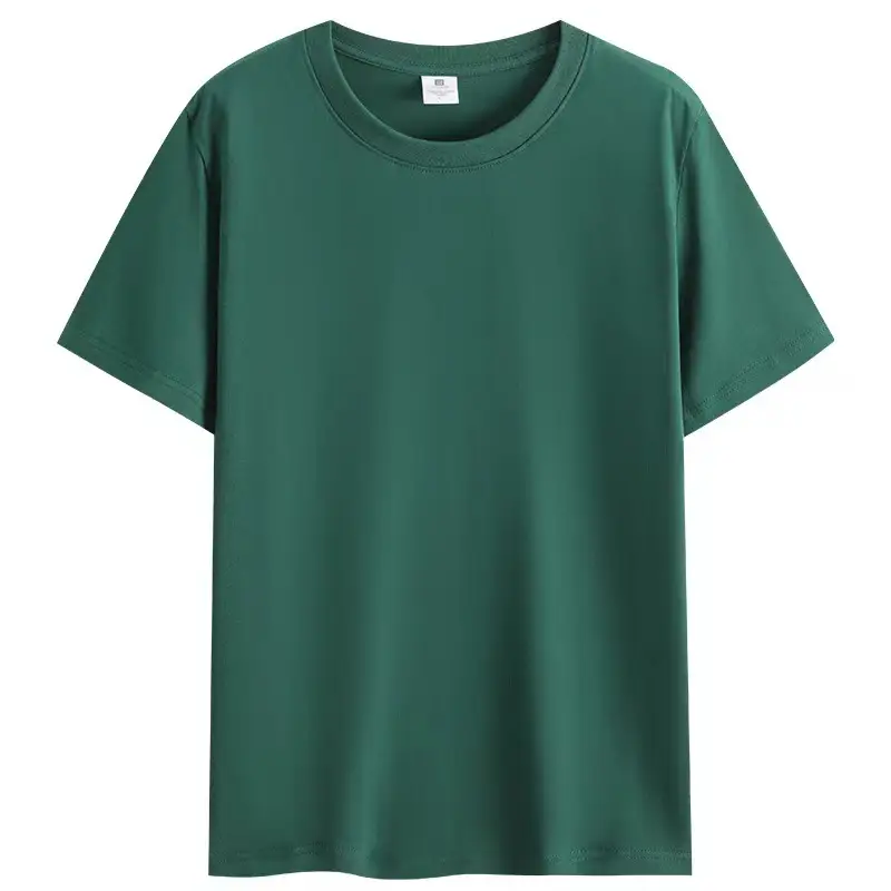 Gray Cotton Round Neck T-Shirt for Men Women - Image 15