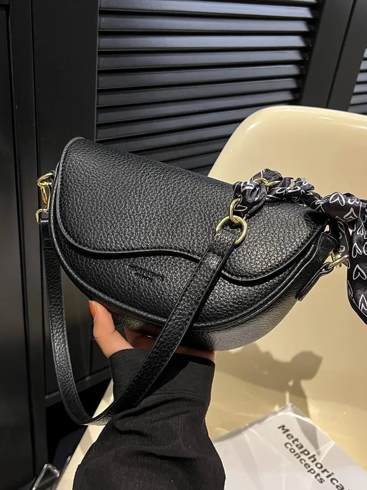 Black Saddle Bag with Bow for Women 2024