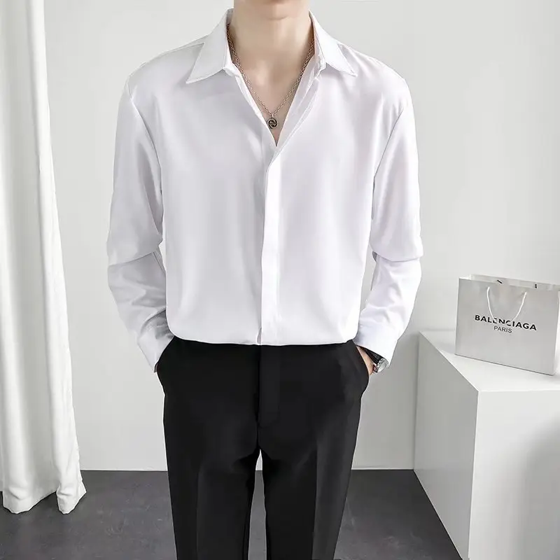 Men Black Textured Shirt & Pants Suit Plus Size Stretch Casual - Image 11