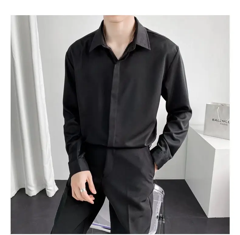 Men Black Textured Shirt & Pants Suit Plus Size Stretch Casual — feature 10
