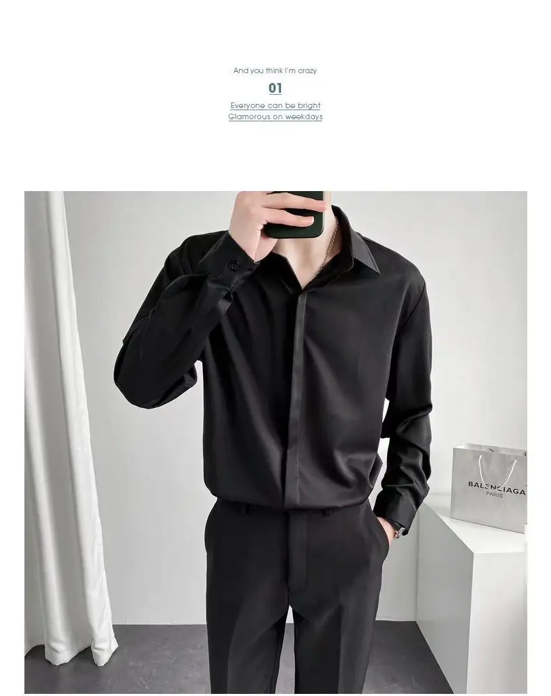 Men Black Textured Shirt & Pants Suit Plus Size Stretch Casual — feature 8