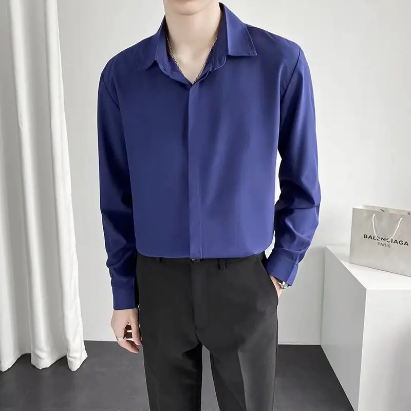 Men Black Textured Shirt & Pants Suit Plus Size Stretch Casual - Image 4