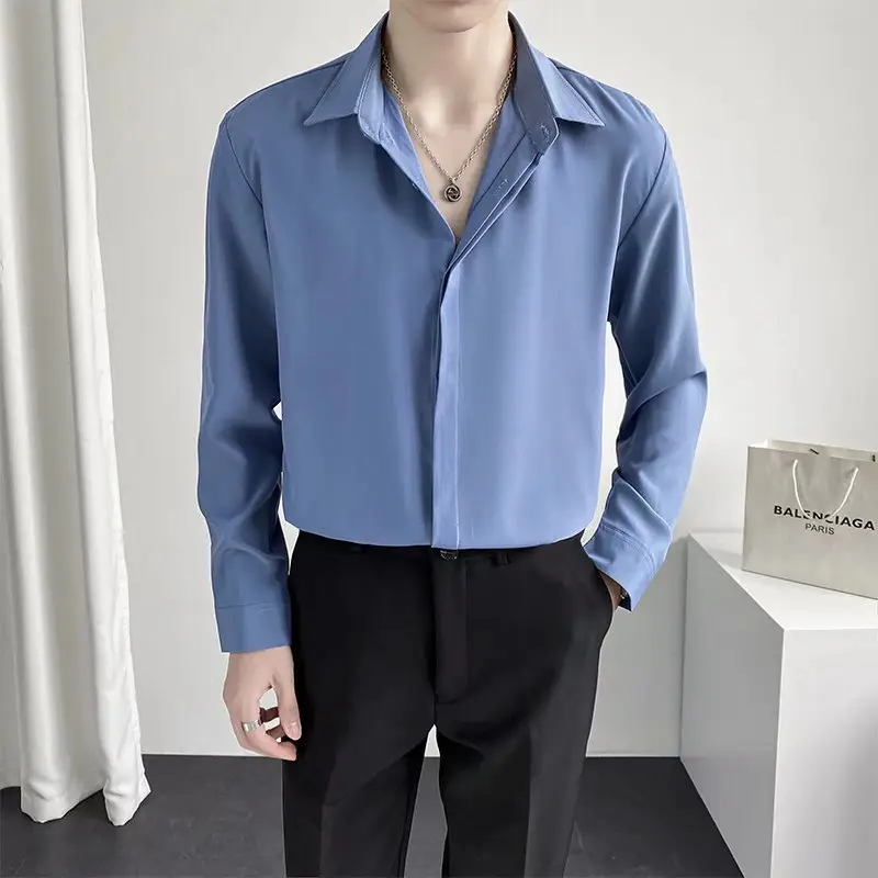 Men Black Textured Shirt & Pants Suit Plus Size Stretch Casual - Image 5