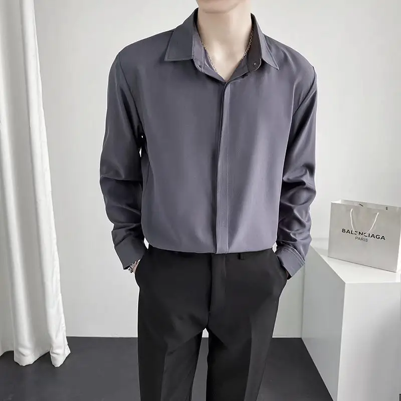 Men Black Textured Shirt & Pants Suit Plus Size Stretch Casual - Image 6