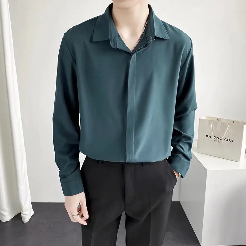 Men Black Textured Shirt & Pants Suit Plus Size Stretch Casual - Image 9