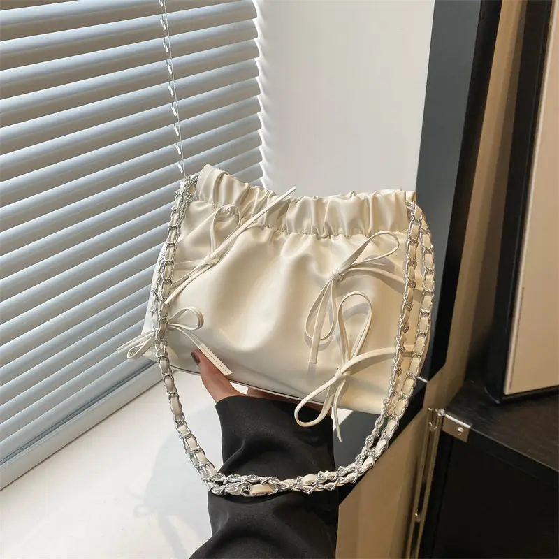 Women's Wrinkle Bag with Bow Chain 2024 Summer - Image 6