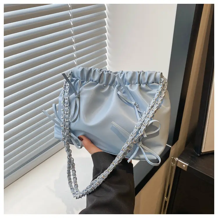 Women's Wrinkle Bag with Bow Chain 2024 Summer — feature 21