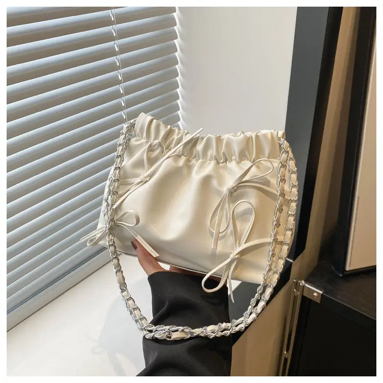 Women's Wrinkle Bag with Bow Chain 2024 Summer — feature 22