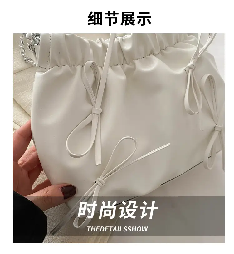 Women's Wrinkle Bag with Bow Chain 2024 Summer — feature 3