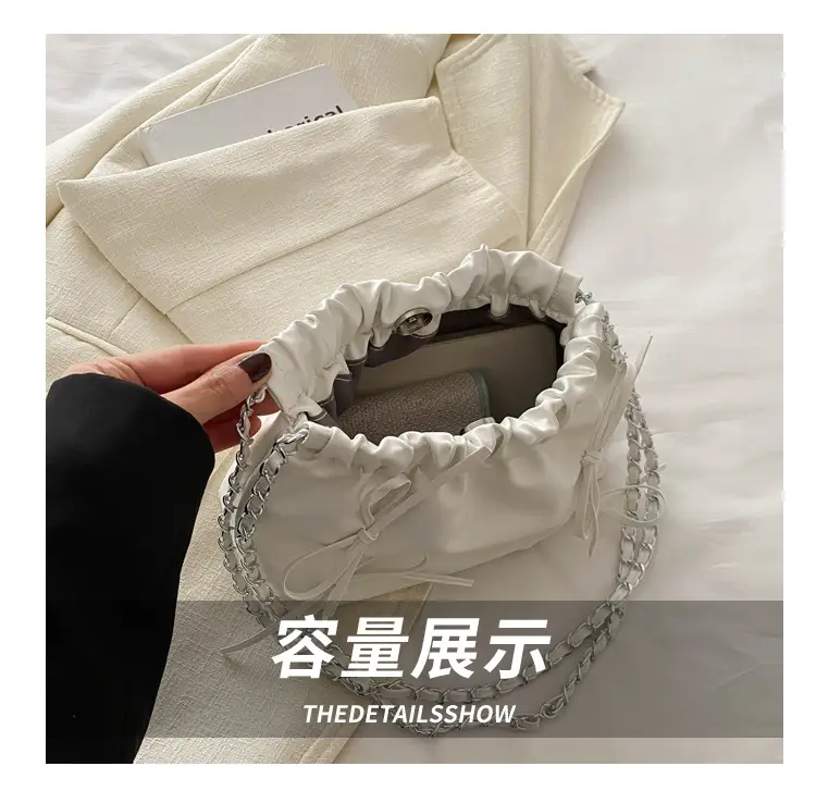 Women's Wrinkle Bag with Bow Chain 2024 Summer — feature 6