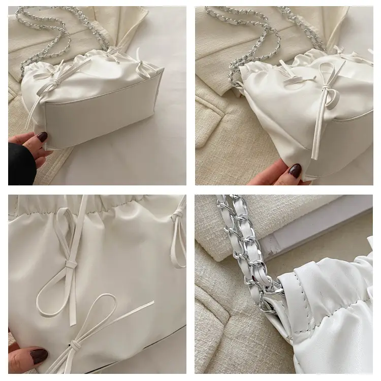 Women's Wrinkle Bag with Bow Chain 2024 Summer — feature 7