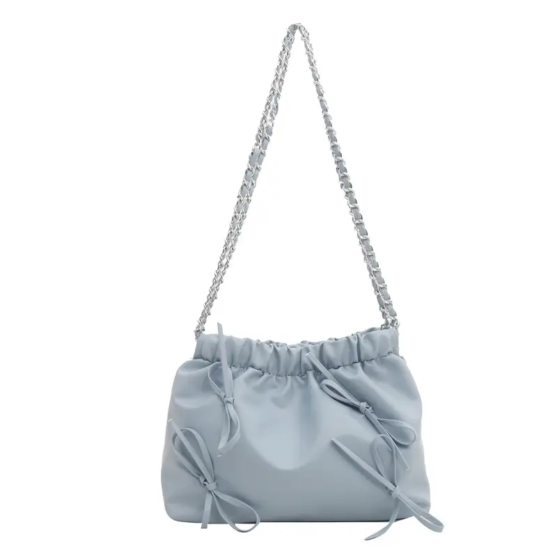 Women's Wrinkle Bag with Bow Chain 2024 Summer - Image 4