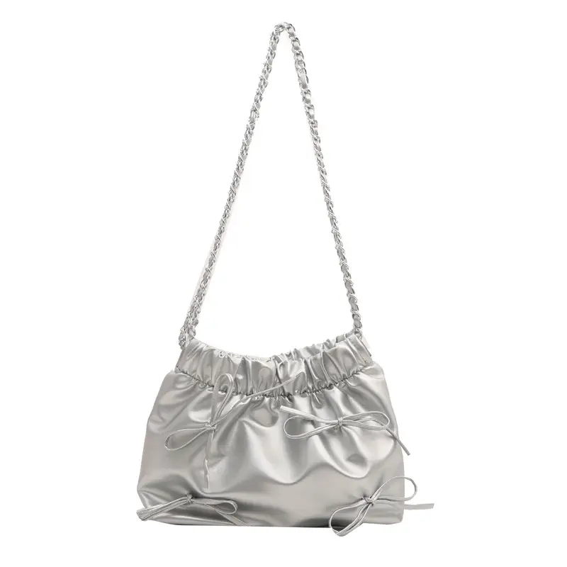 Women's Wrinkle Bag with Bow Chain 2024 Summer - Image 5