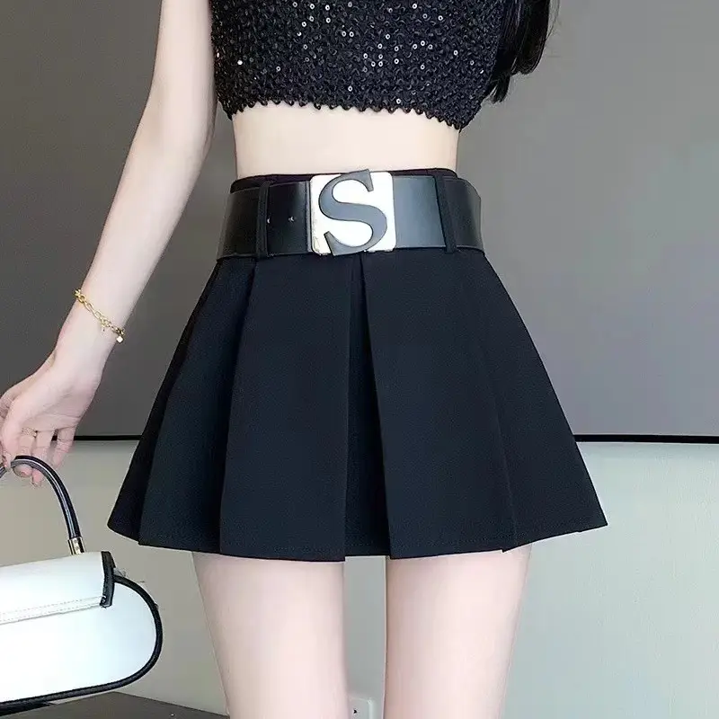 Korean Style Pleated Skirt with Belt for Women - Image 5