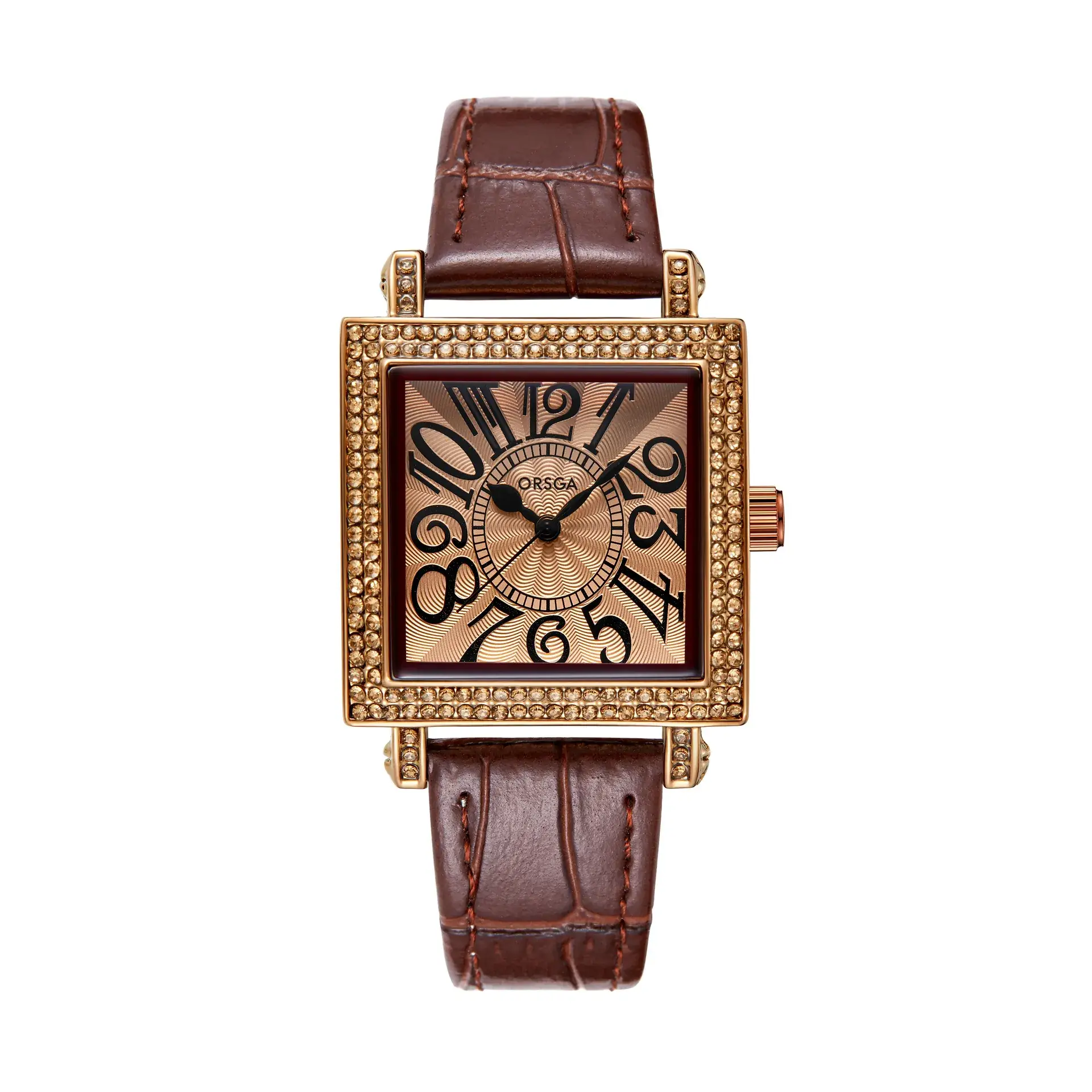 Oshige Square Watch Brown Diamond Encrusted Women's Quartz Watch - Image 6