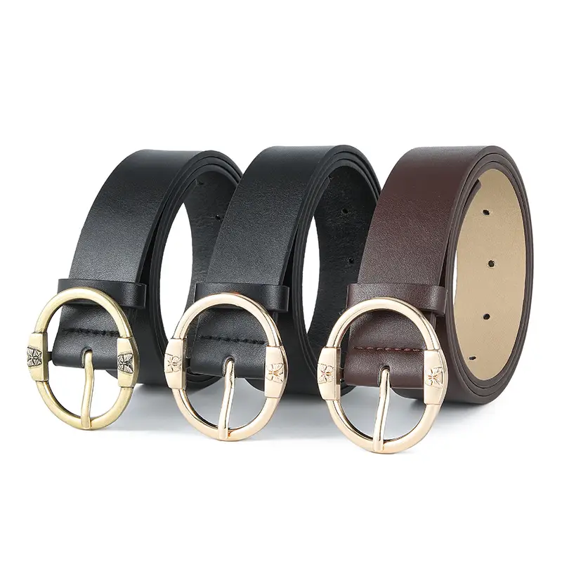 Women's Beige Leather Belt with Silver Metal Buckle - Image 10