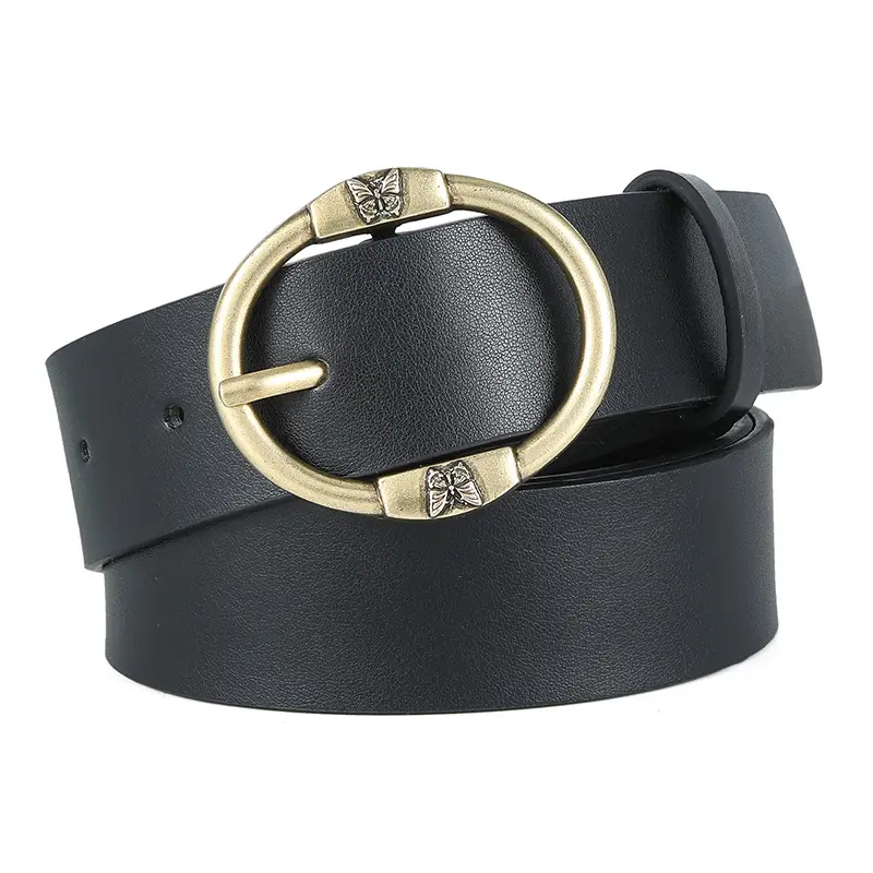 Women's Beige Leather Belt with Silver Metal Buckle - Image 6