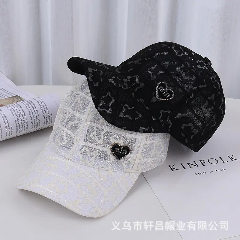 Women's White Rhinestone Lace Baseball Cap - Image 6