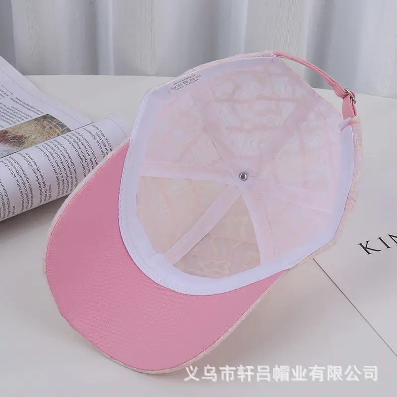 Women's White Rhinestone Lace Baseball Cap - Image 9