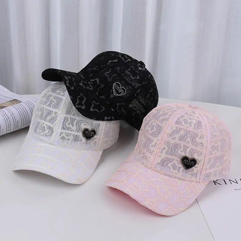 Women's White Rhinestone Lace Baseball Cap — feature 32