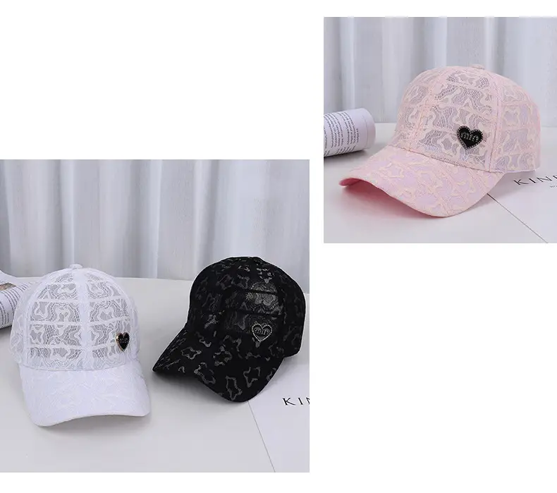 Women's White Rhinestone Lace Baseball Cap — feature 34