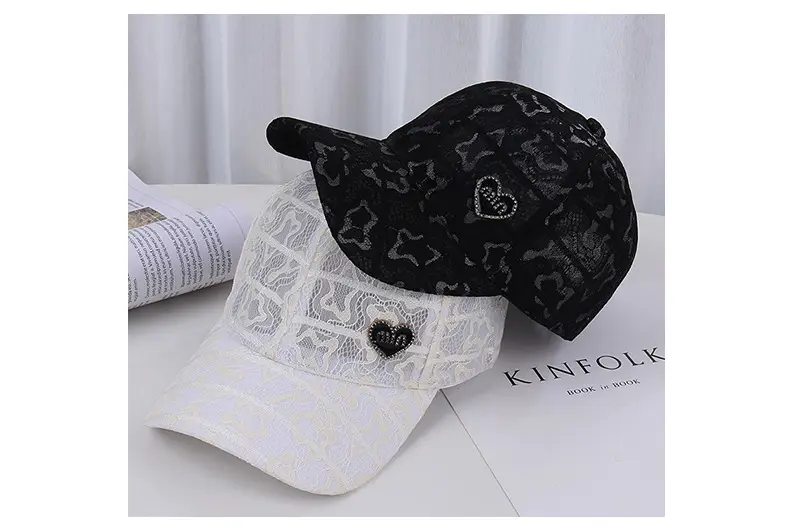 Women's White Rhinestone Lace Baseball Cap — feature 35