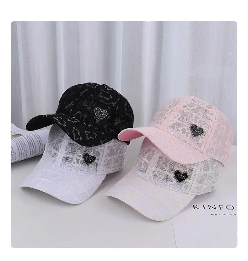 Women's White Rhinestone Lace Baseball Cap — feature 36