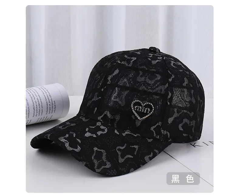 Women's White Rhinestone Lace Baseball Cap — feature 38